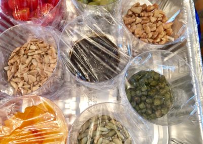 Mediterranean Foods Month food samples on table at Mondays At Racine