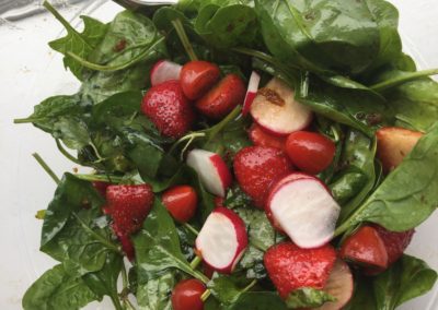 Radishes, strawberries and spinach salad by Wendy Kaplan, RD at Mondays at Racine